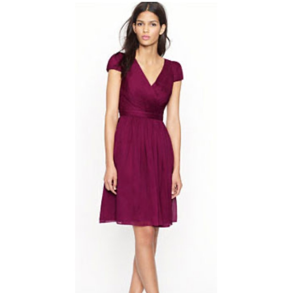 J. Crew Purple Mirabelle Silk Chiffon Wrap Dress, size 16